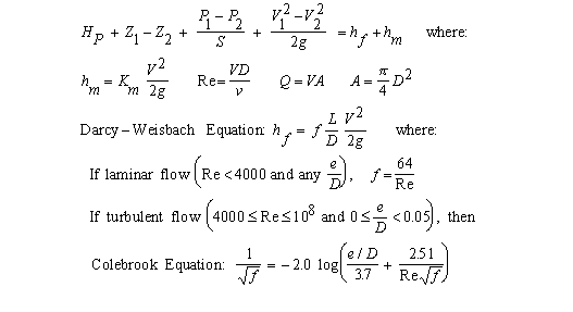 Energy Equation using Darcy Weisbach Friction Loss