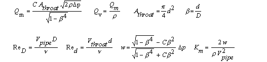 Orifice pipe flow rate equations