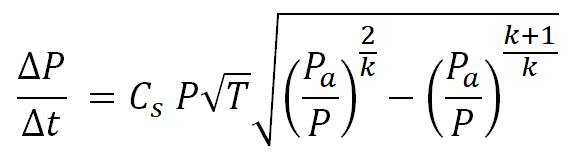 Change of pressure over time change equation