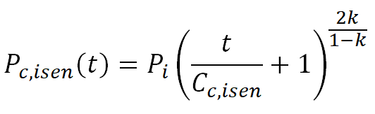 Choked isentropic pressure vs time equation
