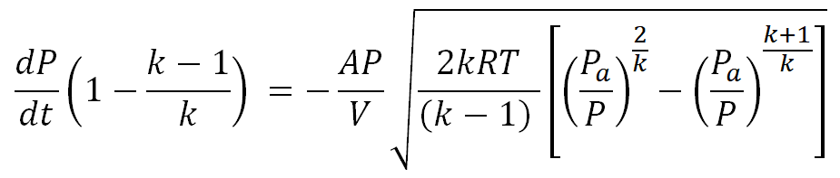 Subsonic isentropic dP dt times parentheses equation